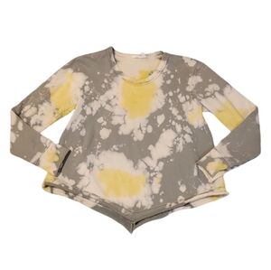 Wilt Gray, White & Yellow Tie-Dye Long Sleeve Sweatshirt